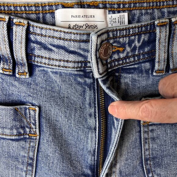 Paris Atelier & Other Stories Jeans Womens Size 29 Patch Pockets Wide Leg - Picture 9 of 16